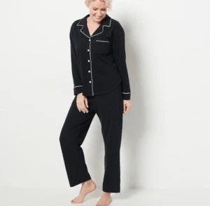 RM Rebecca Minkoff $159 Notch Collar Pajama Set black medium - Picture 1 of 7