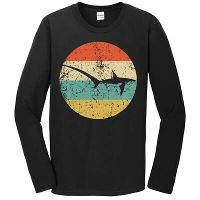 Shark Shirt - Thresher Shark Retro Shark Icon Long Sleeve T-Shirt - Shark Gift - Image 1 of 2