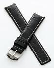 18Mm Black/White Crocodile-Style Leather Strap Band Fits Tag Heuer 6000 Mid Size