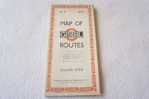 1932 No. 9 Map of London General Bus Routes London Underground - Imagen 1 de 8