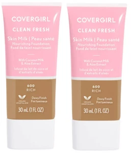 2 COVERGIRL Clean Fresh Skin Milk Dewy Finish Vegan Foundation Rich 600 1 fl oz - Picture 1 of 3