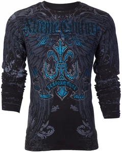 Xtreme Couture By Affliction Men's Thermal Shirt Sandstone Black Biker S-2XL - Picture 1 of 8