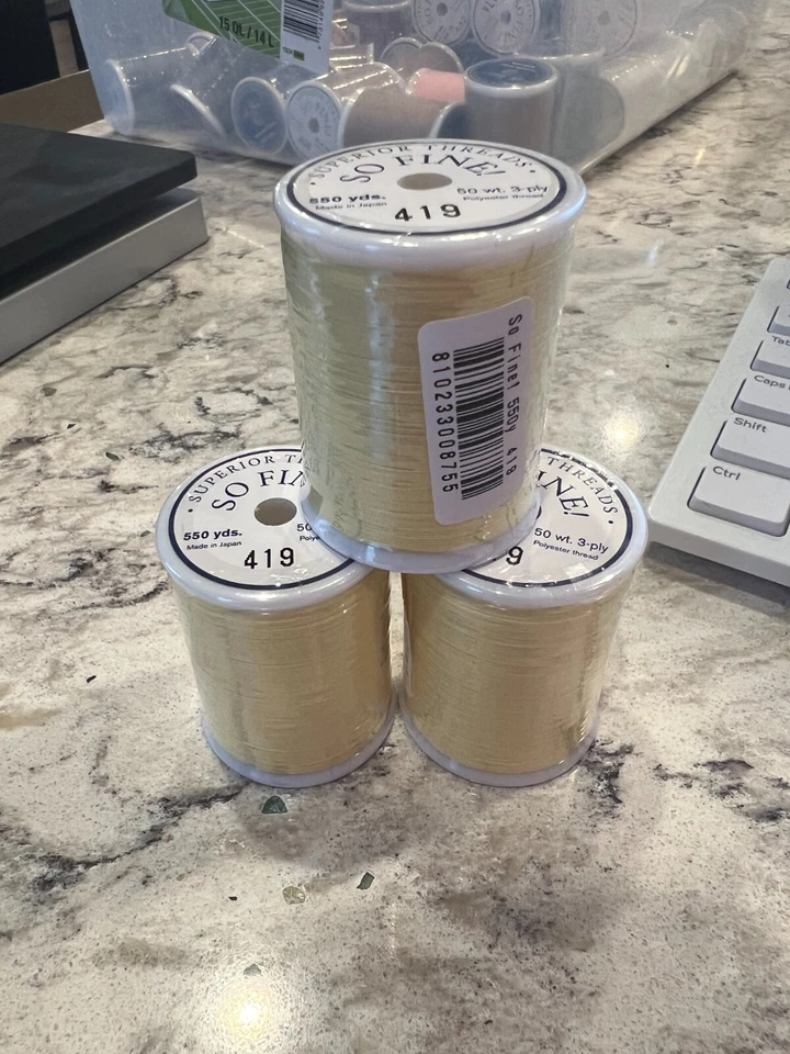 So Fine Polyester Thread 3-ply 50wt 550yds #419 Pineapple, LOT OF 3 - Image 1 of 1