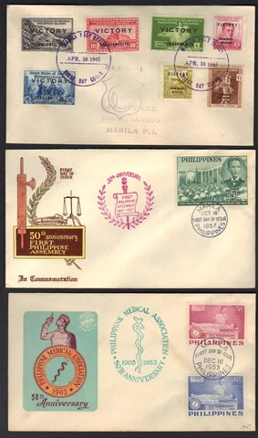 PHILIPPINES 1940-60's COLLECTION OF TEN FDC's Cover