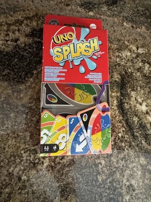 Brand New Uno “Splash” Waterproof Clear Cards Card Game w/Take-Along Clip - Image 1 of 4