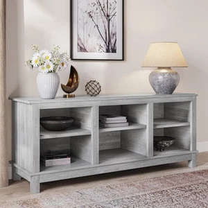 Modern TV Stand for TVs up to 65 Inches w/ Open Storage Shelves, Stone Grey - Picture 1 of 7