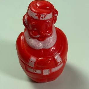 Contenitore caramelle Babbo Natale vintage plastica rossa con tappo banco soffiaggio decorazione - Foto 1 di 6