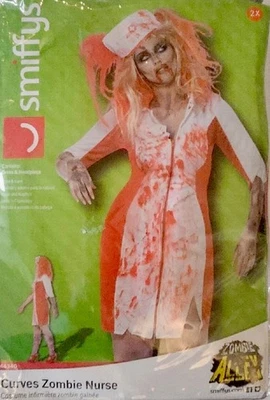 NUEVO Disfraz Enfermera Zombie Smiffys Curves, Blanco Talla 2X Foto 1 de 2