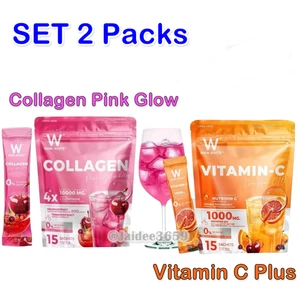 2X WINK WHITE Collagen Pink Glow + Vitamin C Plus Q10 Powder Sugar-Free Aura - Picture 1 of 20