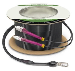 Cables de conexión de fibra óptica OM4 LC a LC blindados de 500 pies, cable de fibra óptica de 10/40/100 GB - Imagen 1 de 12