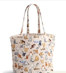 NWT Vera Bradley Grand Tote Bag NEW CAT PRINT Purse Travel Beach - Picture 1 of 3
