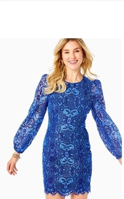 Lilly Pulitzer 女式 Georgi 透明袖蕾丝换装连衣裙 6 码 — 第 1/4 张图片