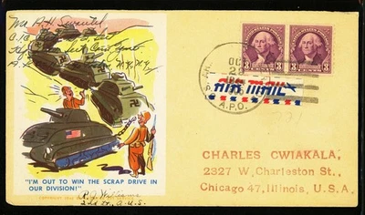 [USA] 29 OCT 1944 Polish Patriotic cover A.P.O. 113 / US 3c SC 720 (x2) - Image 1 of 2