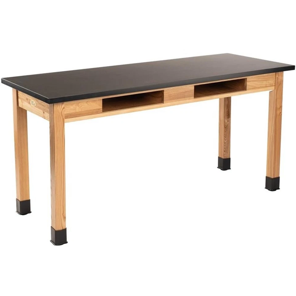 Pemberly Row 24x54" Modern Ash Wood Science Lab Table with Chem-Res Top in Black - Imagem 1 de 1