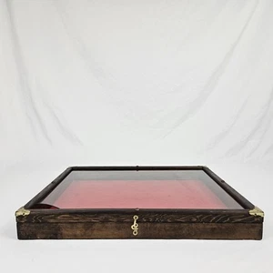 Estuche de madera para tienda de monedas con tapa de vidrio vintage - Imagen 1 de 12