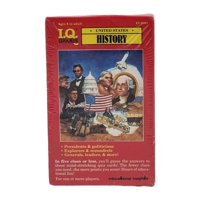  IQ Games United States History I.Q. Games New! Sealed!Vintage 1991  - Image 1 of 4