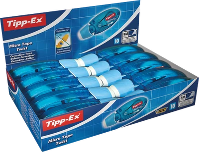BIC GROUP Tipp-Ex Korrekturroller Micro Tape Twist in Blau, 8m x 5mm, 10er Pack