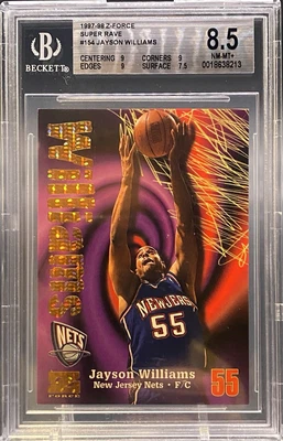 Skybox Z Force #154 Jayson Williams Super Rave #/50 BGS 1997-98 8,5 casi nuevo-como nuevo+ Foto 1 de 2