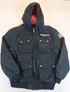 Snap On Canvas Hooded Work Jacket Mens L Utility Snap Pocket Quilted Lining Logo - Picture 1 of 15
