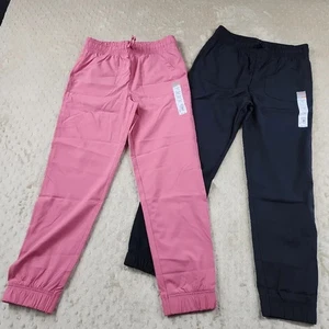 NWT 2 Pair Jumping Beans Pink and Black Athletic Joggers NEW Elastic  - Picture 1 of 13