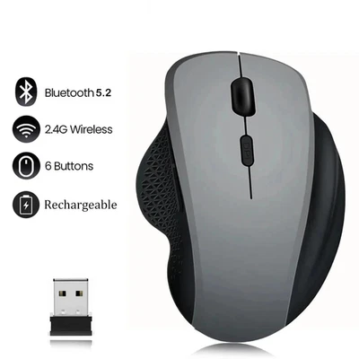 Bluetooth 5.2 + 2.4G Wireless Mouse – Rechargeable Dual-Mode 1600 DPI Optical - Image 1 of 4