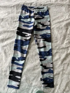 Pixie Lane Girls Size 4 Blue Army Pattern Leggings - Picture 1 of 4