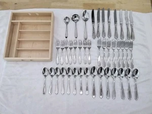 Yamazaki Stainless Flatware Set Victoria Gold - Service For 8 - 43pcs Total VTG - Picture 1 of 8