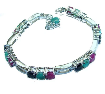 Gabriella 29.5ct Ruby 925 Sterling Silver Handcrafted Bracelet Red Gemstone - Image 1 of 4