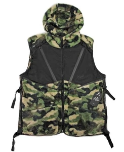 PRPS Mens Tactical Hooded Vest 2XL Zip Front Sleeveless Faux Fur Black Camo $278 - Picture 1 of 9