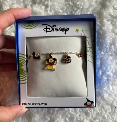 Disney Winnie the Pooh Halloween Bracelet  Silver Plated Charm Pumpkin Jewelry - Изображение 1 из 4