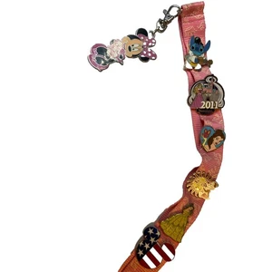 Princess Disney Lanyard with six Disney Trading Pins Minnie Mouse Keychain Lot - Picture 1 of 14