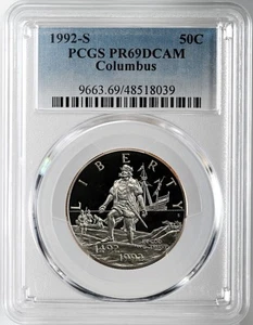 1992-S 50C COLUMBUS PROOF HALF DOLLAR COMMEMORATIVE PCGS PR69 DCAM #48518039 - Picture 1 of 4