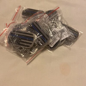 The Thin Blue Line Dog Tags & Neck Chain Police Officer’s Prayer Lot Of 10 Tags - Picture 1 of 4