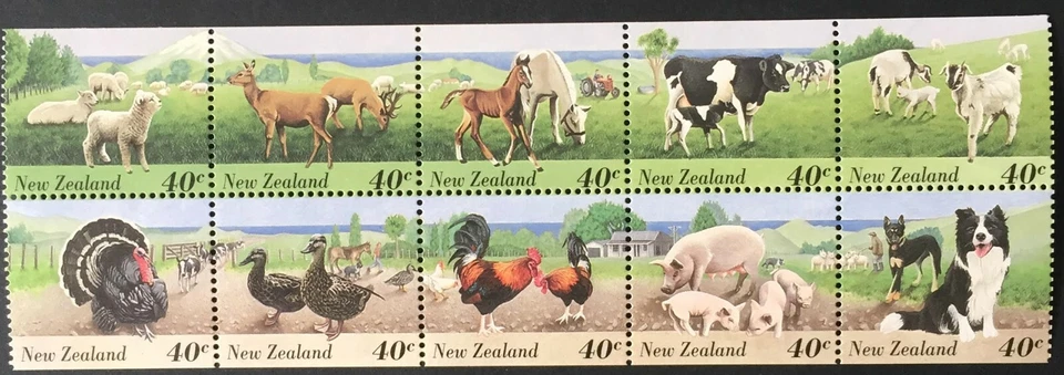 New Zealand - 1995 Farm Animals - 40c Sheet Stamp Booklet Pane of 10 MNH - Image 1 of 1
