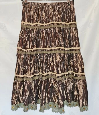 VINTAGE OKTOBERFEST DIRNDL TYROL BROWN BEADS EMBROIDERY WOMENS SKIRT:US 16/EU 44 — 第 1/4 张图片