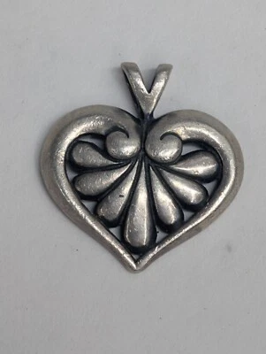 Pingente pingente de prata esterlina vintage KBN Kabana coração art nouveau - Imagem 1 de 4