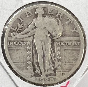 1928 D Standing Liberty Silver Quarter Coin Choice Good / VG Very G - Picture 1 of 4