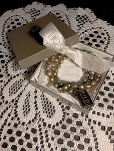 Set/3 Beautiful HONORA FRESHWATER PEARL Stretch Bracelets-Shades of Green-NWT - Picture 1 of 6