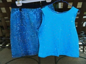 Falda Maxou Niños Niñas Azul Lentejuelas con Detalle Denim y Top Lentejuelas, Talla 12 - Imagen 1 de 12
