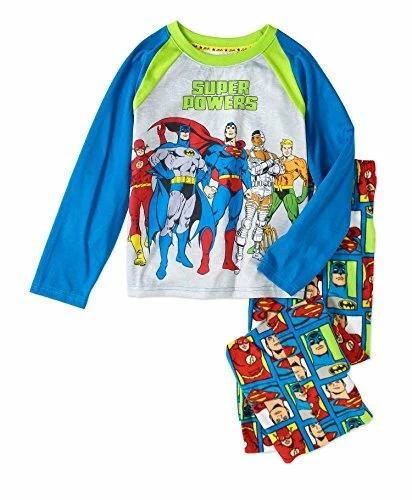 Justice League Super Heroes Boy's Glow-in-The Dark Polyester Pajama Set - Image 1 of 1