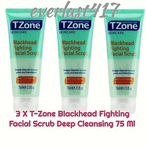 T-Zone Blackhead Fighting Facial Scrub Deep Cleansing Contains Tea Tree3 X  75ML