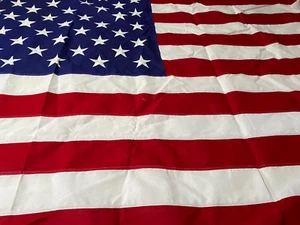 56" X 112" American Flag Sewn Stripes Embroidered Stars 100% Cotton Allied NEW - Picture 1 of 3