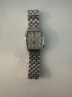 PJ quartz watch with day, date, month, 24hr & moon phase, stainless steel band. - Image 1 of 3