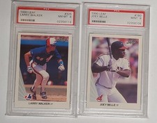 1990 Leaf Larry Walker #325 PSA 8 & Albert Belle #180 PSA 9 Rookie RC HOF