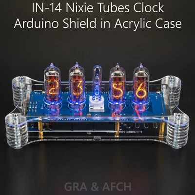 IN-14 Shield for Arduino Nixie Tubes Clock in a Clear Acrylic Case [4 TUBES] - Image 1 of 4