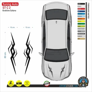 Adesivi Tribali Racing auto Car Stickers JDM Tuning Universali Auto Cofano ST C2 - Foto 1 di 1