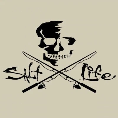 Salt Life Decal - 12" Medium Surface Mount Sticker - Skull & Rods - Black SAD934 - Image 1 of 4