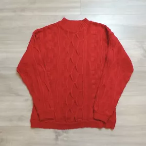 Coogi Mens Red Chunky Cable 3D Knit Abstract Sweater Acrylic Large Vintage 90s - Picture 1 of 6