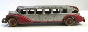 Vintage Hubley Art Deco Red & Silver Futuristic Bus 7 3/4"L - Arcade - Picture 1 of 5