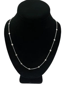 Diamond By The Yard Bezel Champagne Diamond Necklace White Gold 14kt - Picture 1 of 3